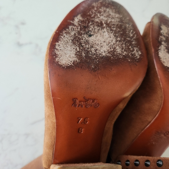 Coach Drew Brown Suede Studded Heels 7.5B - Picture 15 of 16